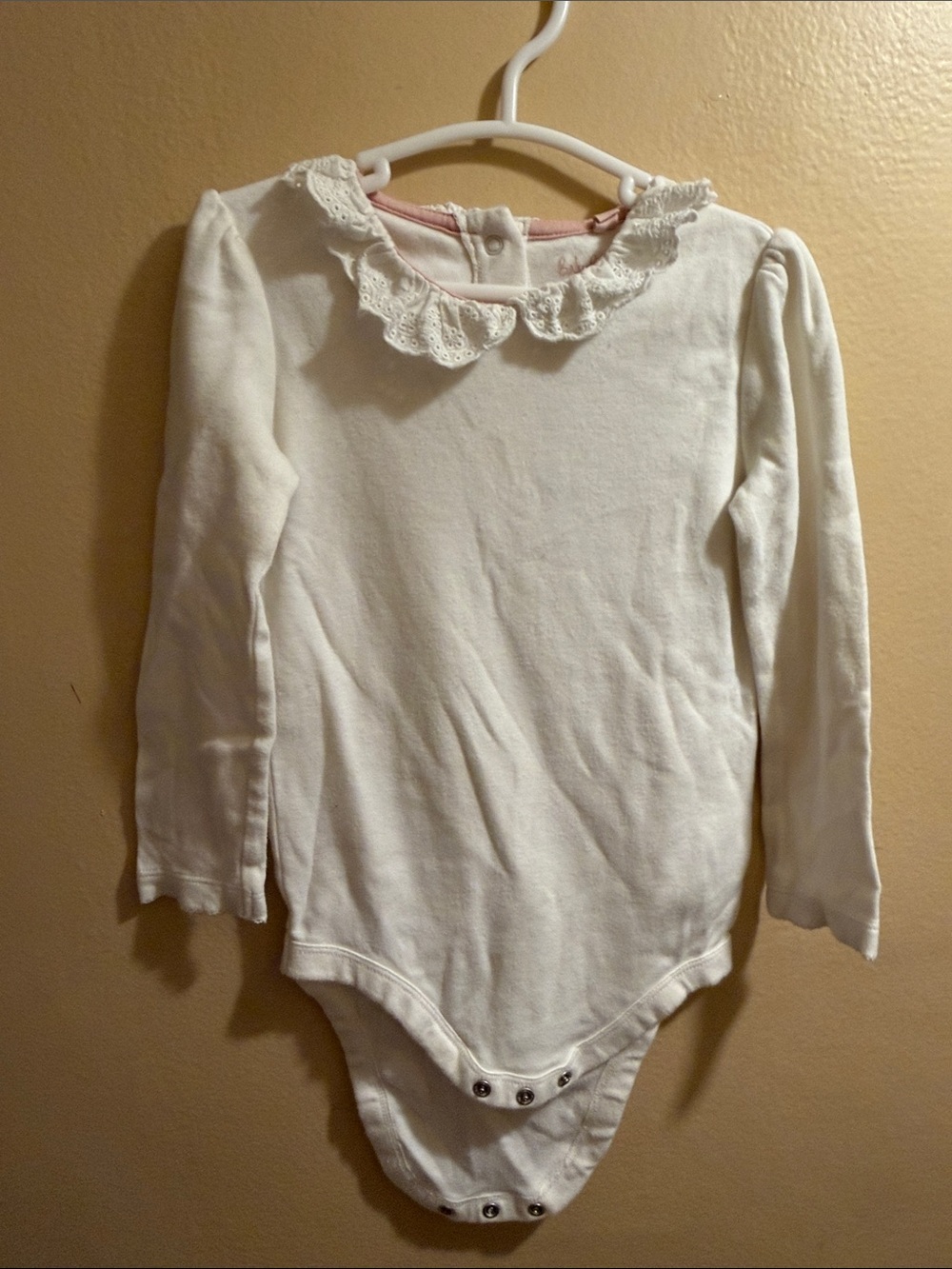Baby Boden Girls White Ruffle Collar One-Piece Bodysuit RUNS SMALL